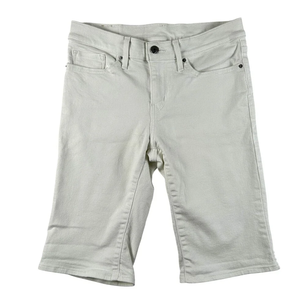 Levi's Bermuda Shorts Womens 28 White Denim Stretch Mid Length Casual Summer 12